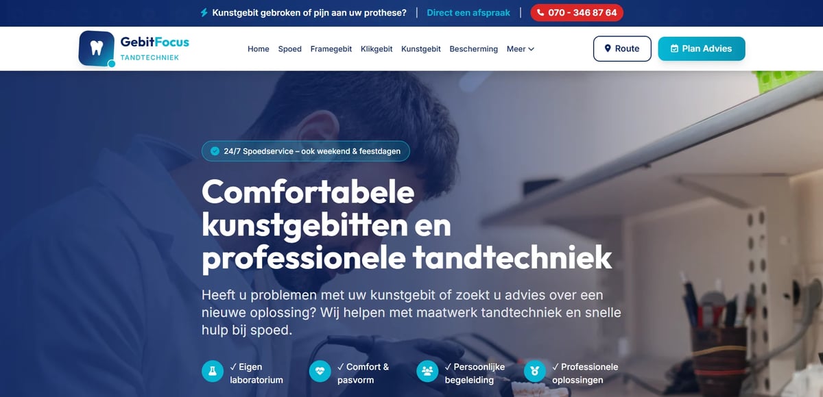 Website-header van het project Gebit Focus